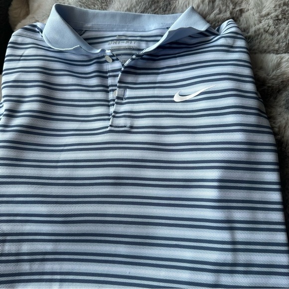 Nike Navy and White Striped Polo Shirt - Picture 4 of 4